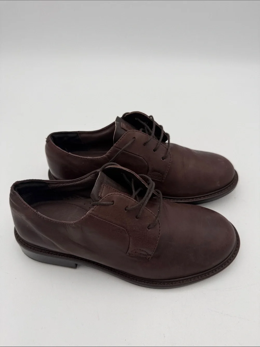 Nordstrom Dark Brown Leather Derby Shoes boys 5M casual school retro comfort